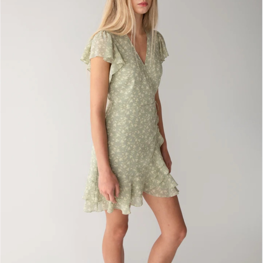 Floral Green Wrap Dress